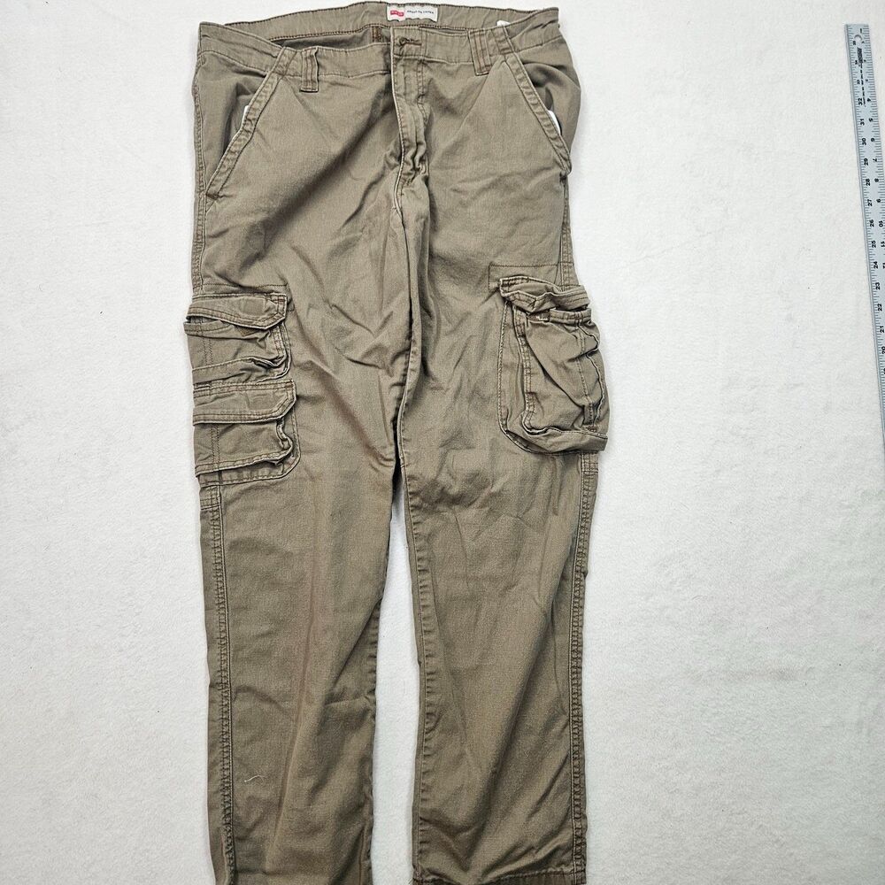 Wrangler Men's Regular Taper Cargo Pants‎ Size 33x30 Khaki Cotton Blend Stretch